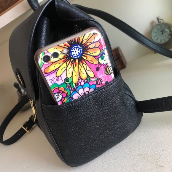 **SOLD**TORY BURCH Whipstitch Leather Logo Black Backpack - Picture 9 of 13